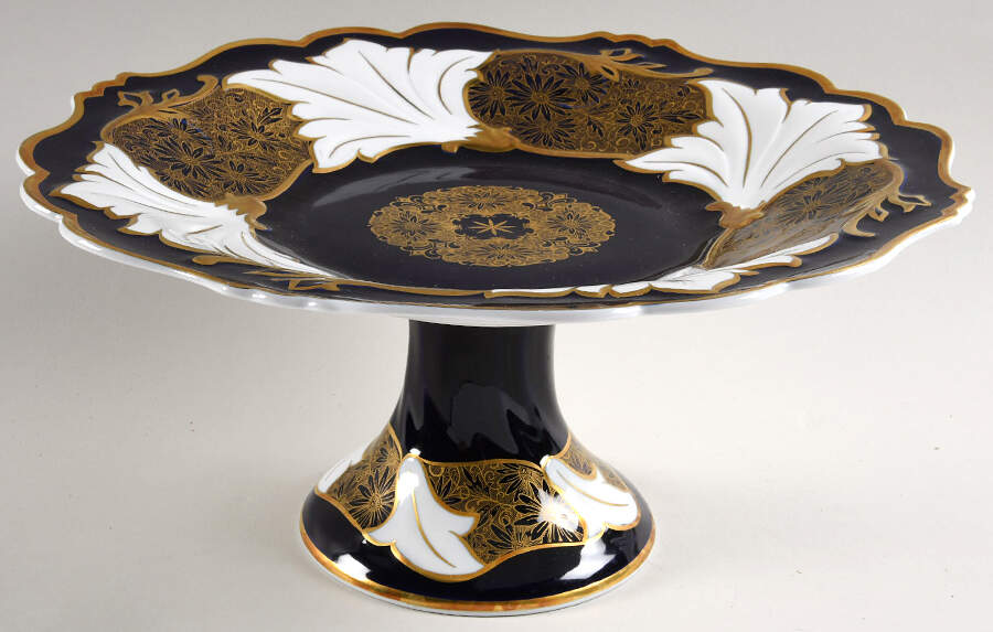 Jutta Cobalt 12" Diameter Pedestal Cake Stand by Weimar-1