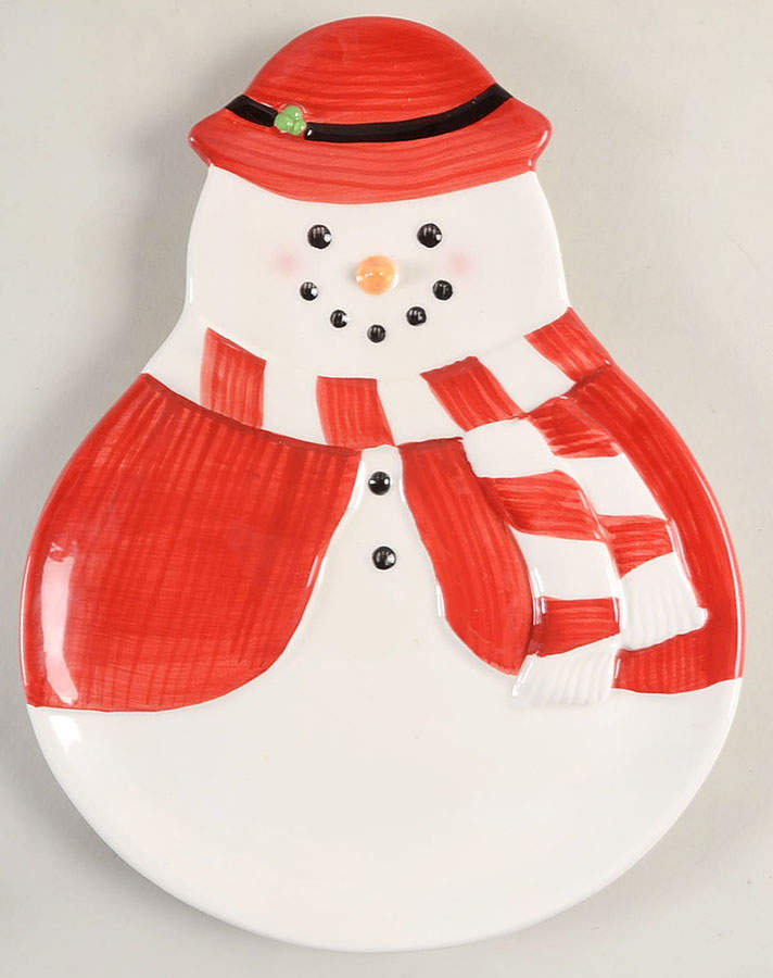 Holiday Snowman Sculptured Dessert Plate by Williams-Sonoma-1
