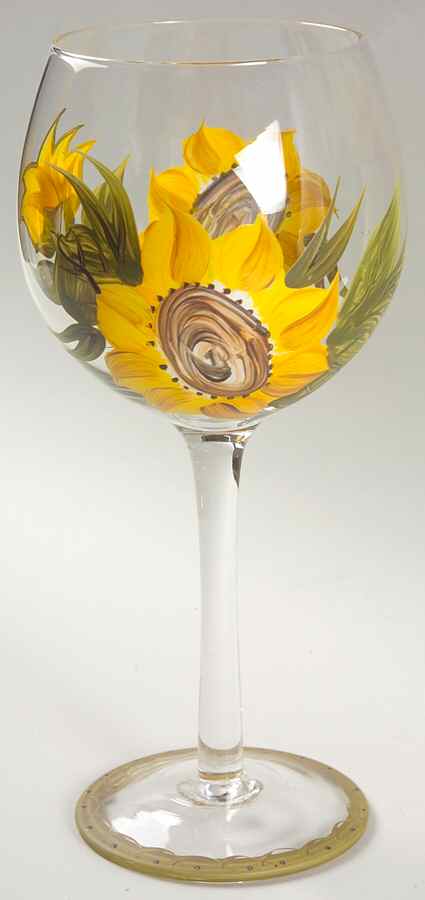 Provencial Garden 16 Oz Glassware Handpainted Wine by Whole Home-1