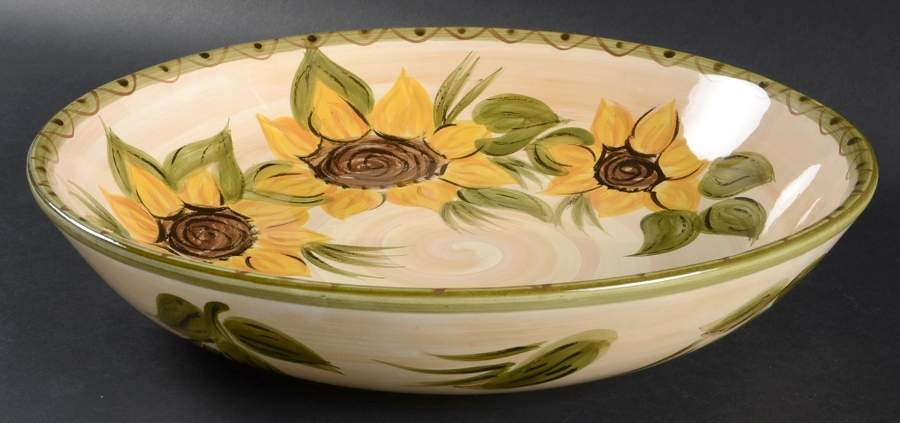 Provencial Garden 14" Shallow Round Bowl by Whole Home-1