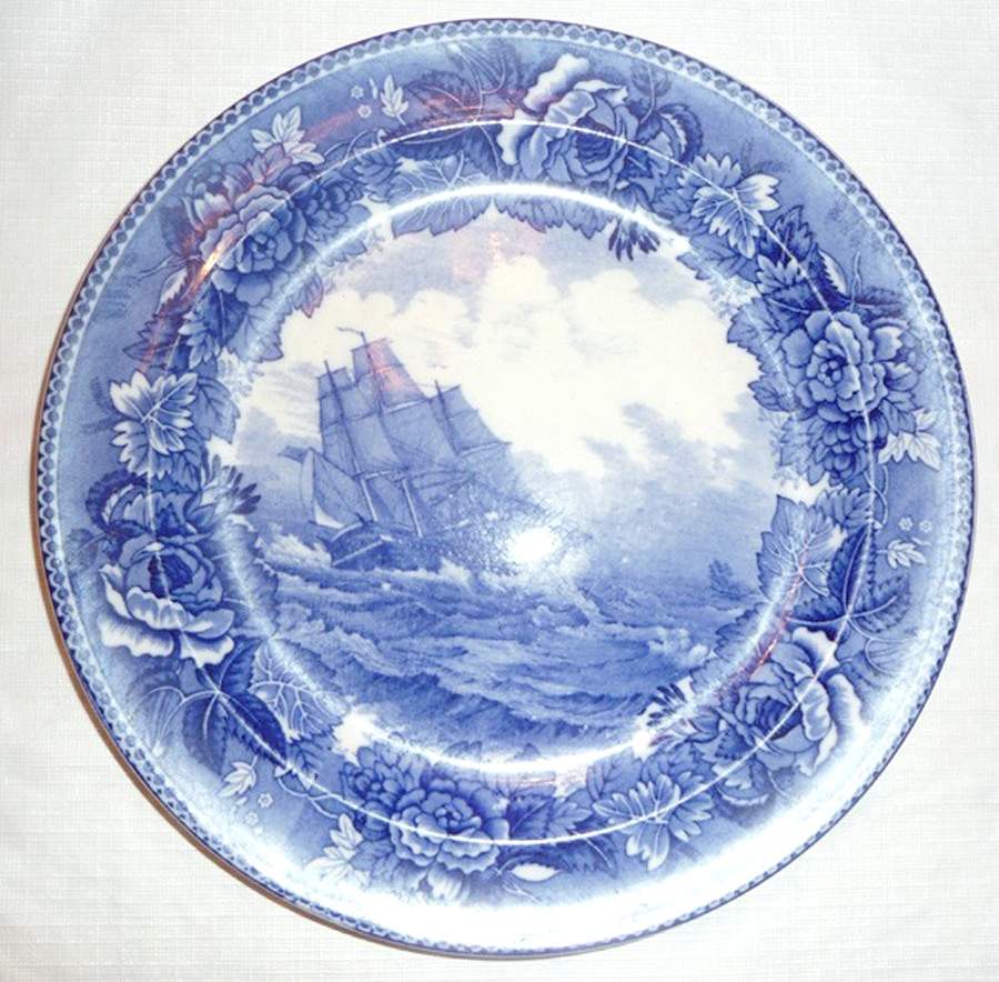 Massachusetts Historic Scenes Roses Border Luncheon Plate by Wedgwood-1