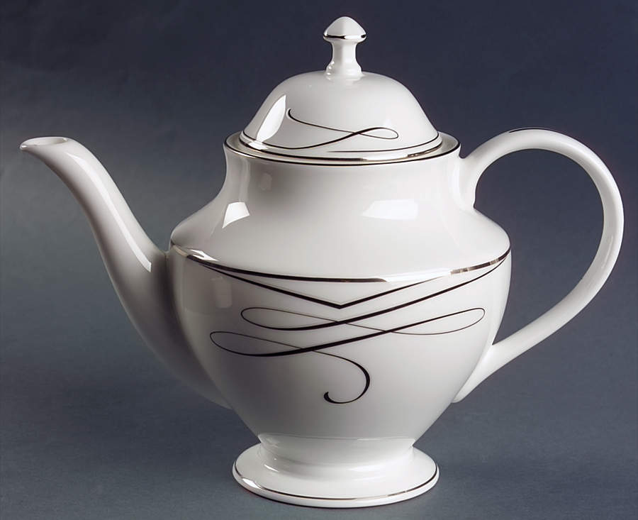 Ballet Ribbon (Platinum) Teapot & Lid by Waterford China-1