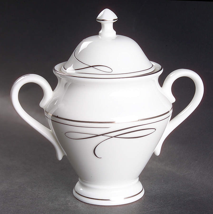 Ballet Ribbon (Platinum) Sugar Bowl & Lid by Waterford China-1