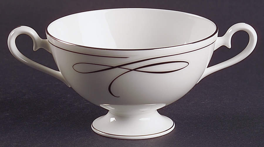 Ballet Ribbon (Platinum) Handled Fruit Bowl by Waterford China-1