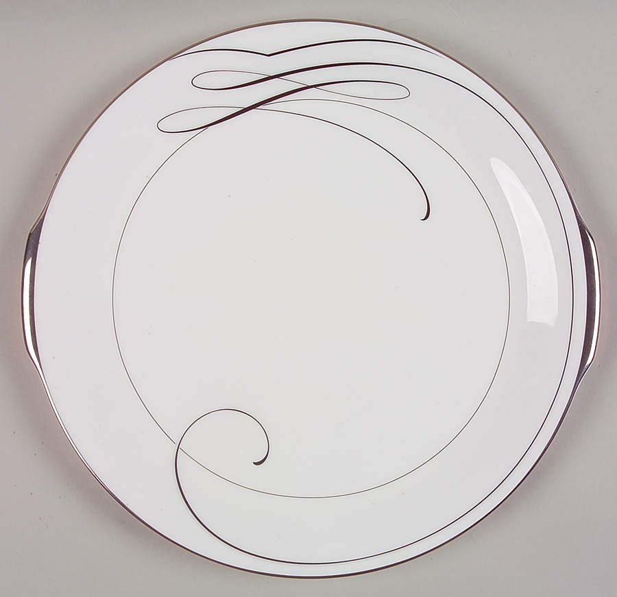 Ballet Ribbon (Platinum) Handled Cake Plate by Waterford China-1
