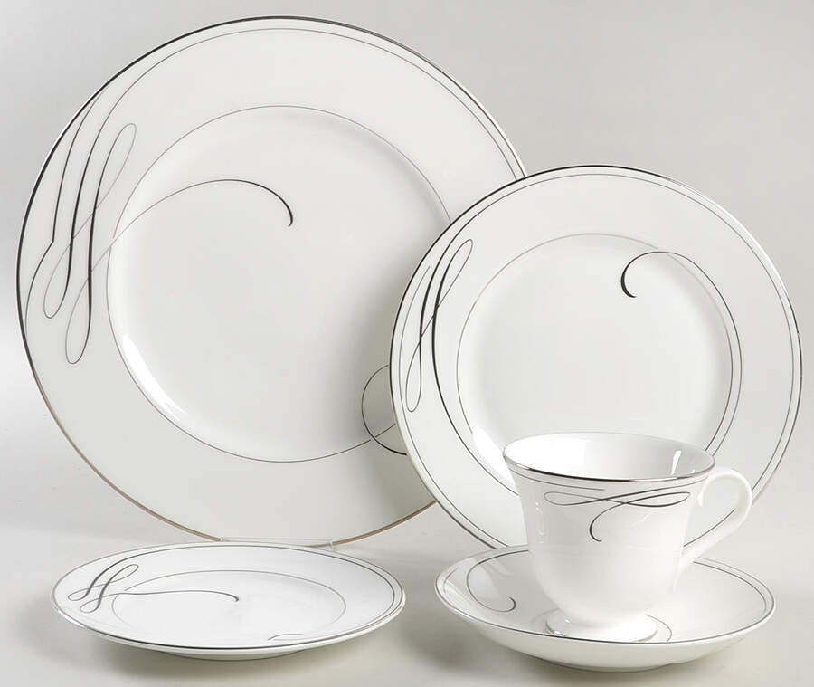 Ballet Ribbon (Platinum) 40 Piece Estate Set by Waterford China-1