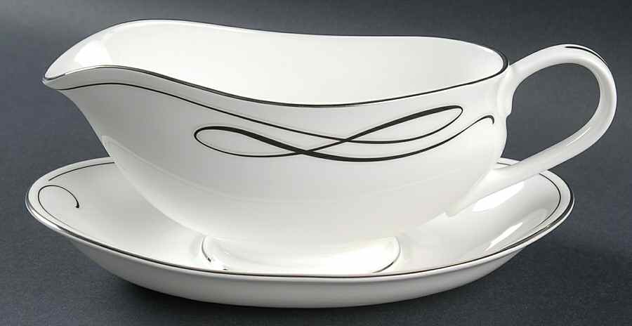 Ballet Ribbon (Platinum) Gravy Boat & Underplate by Waterford China-1