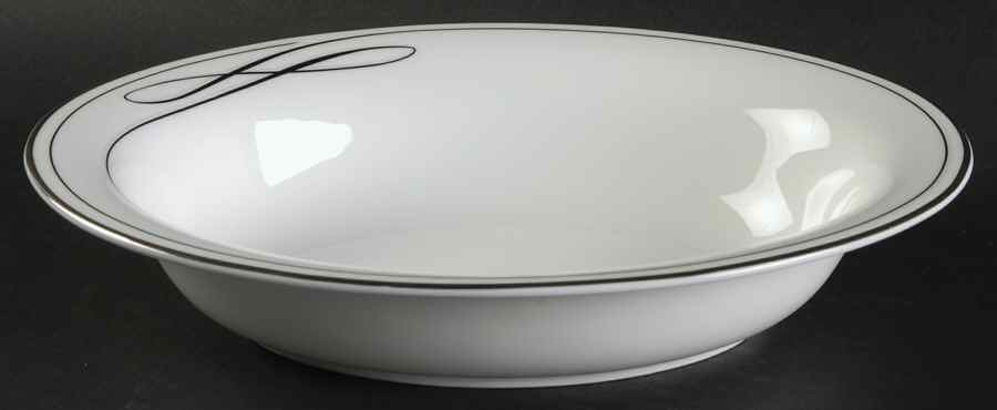 Ballet Ribbon (Platinum) 9" Oval Vegetable Bowl by Waterford China-1