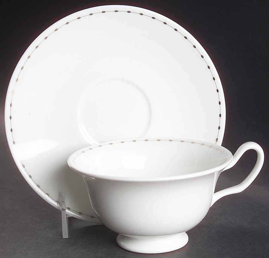 Pearl Strand Footed Cup & Saucer Set by Wedgwood-1