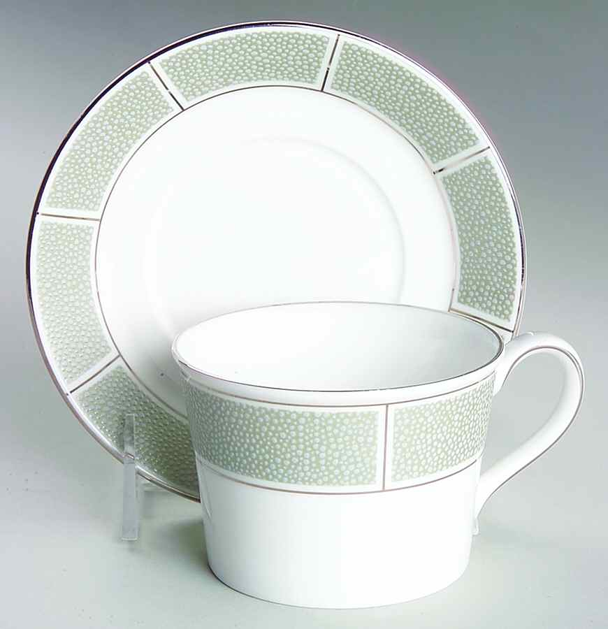 Shagreen Jade Flat Cup & Saucer Set by Wedgwood-1