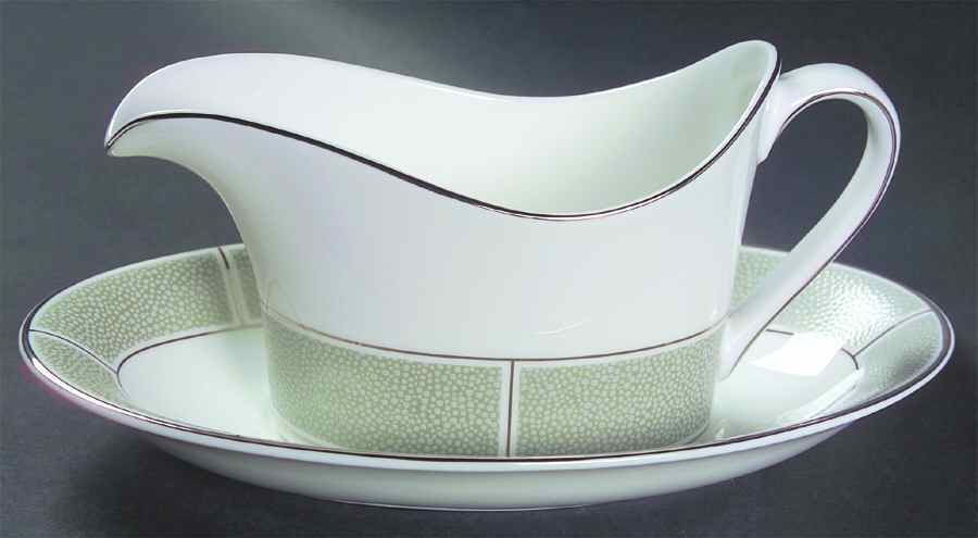 Shagreen Jade Gravy Boat & Underplate by Wedgwood-1