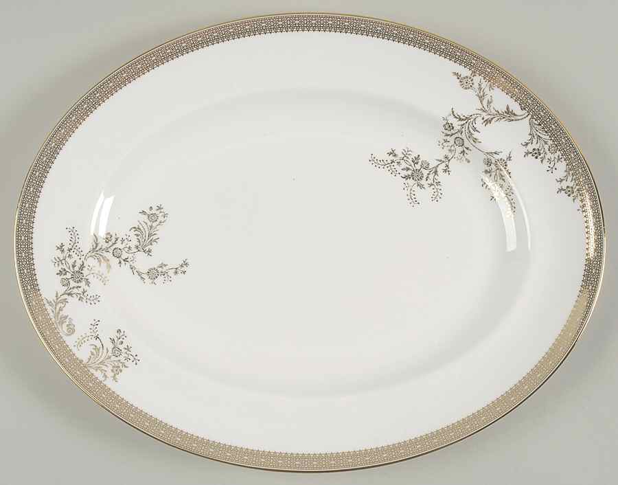 Vera Lace Gold 13" Oval Serving Platter by Wedgwood-1