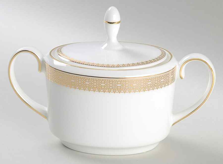 Vera Lace Gold Sugar Bowl & Lid by Wedgwood-1