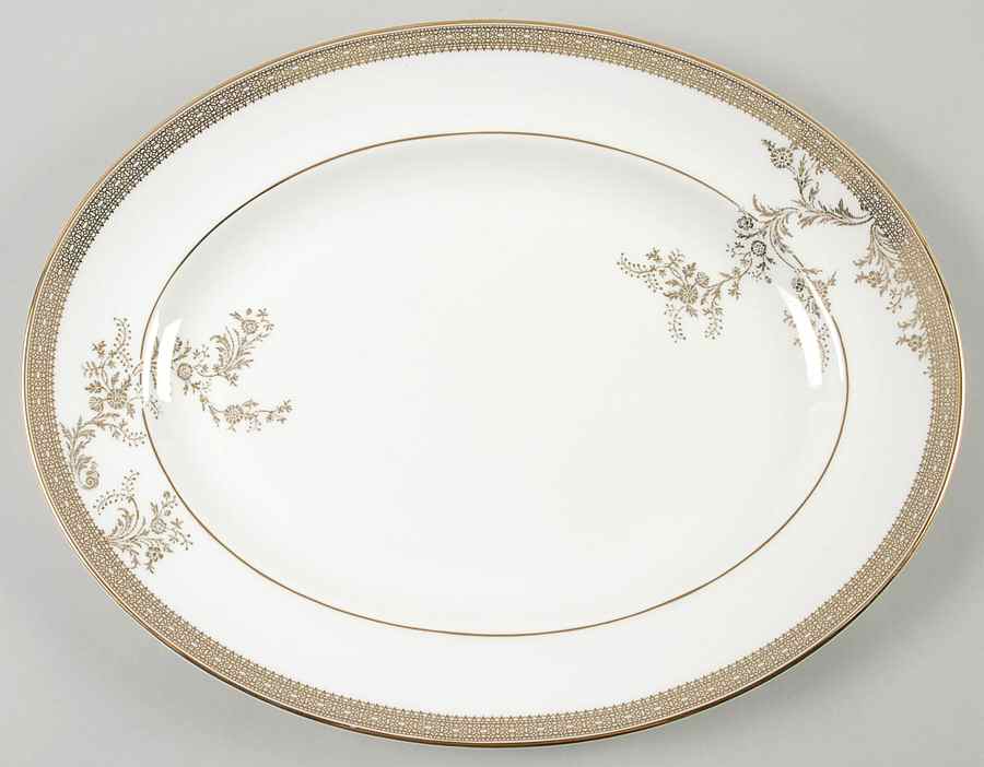 Vera Lace Gold 13" Oval Serving Platter by Wedgwood-1
