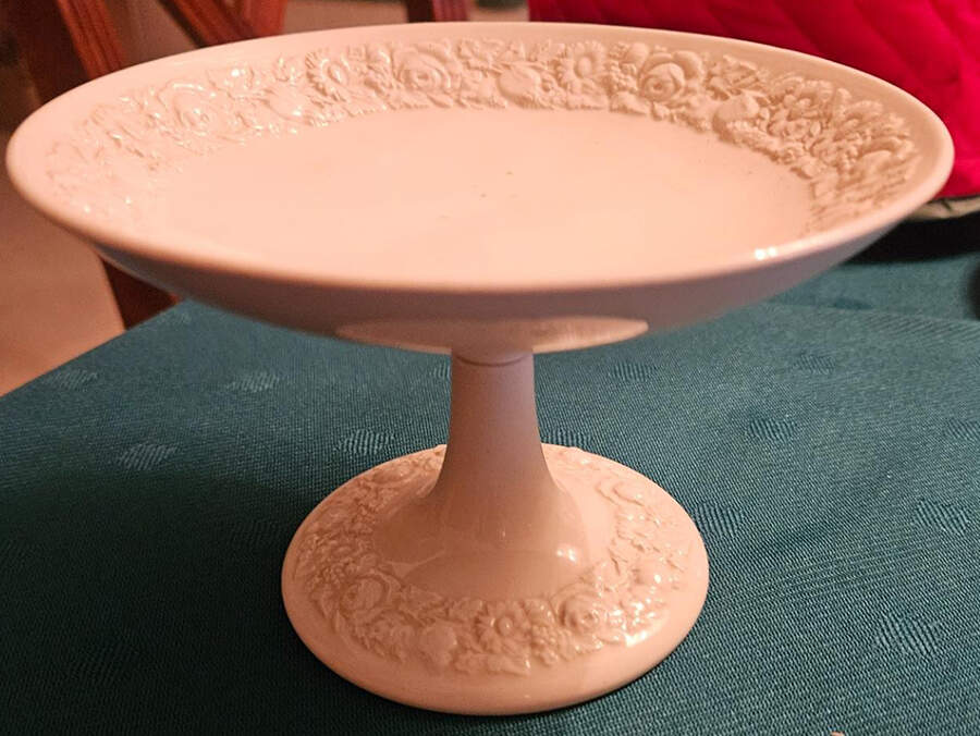 Rose (Cream on Cream, Smooth Edge, No Laurel) Round Compote (Height X Width) by Wedgwood-1