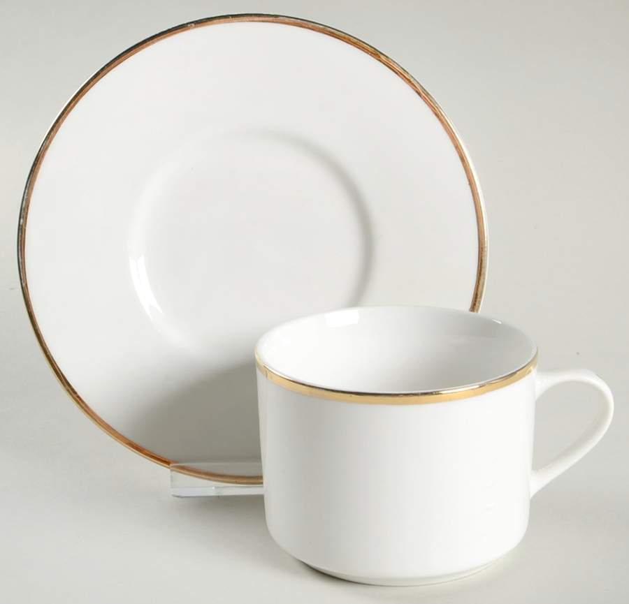 Gold Plume Flat Cup & Saucer Set by Wallace (American)-1