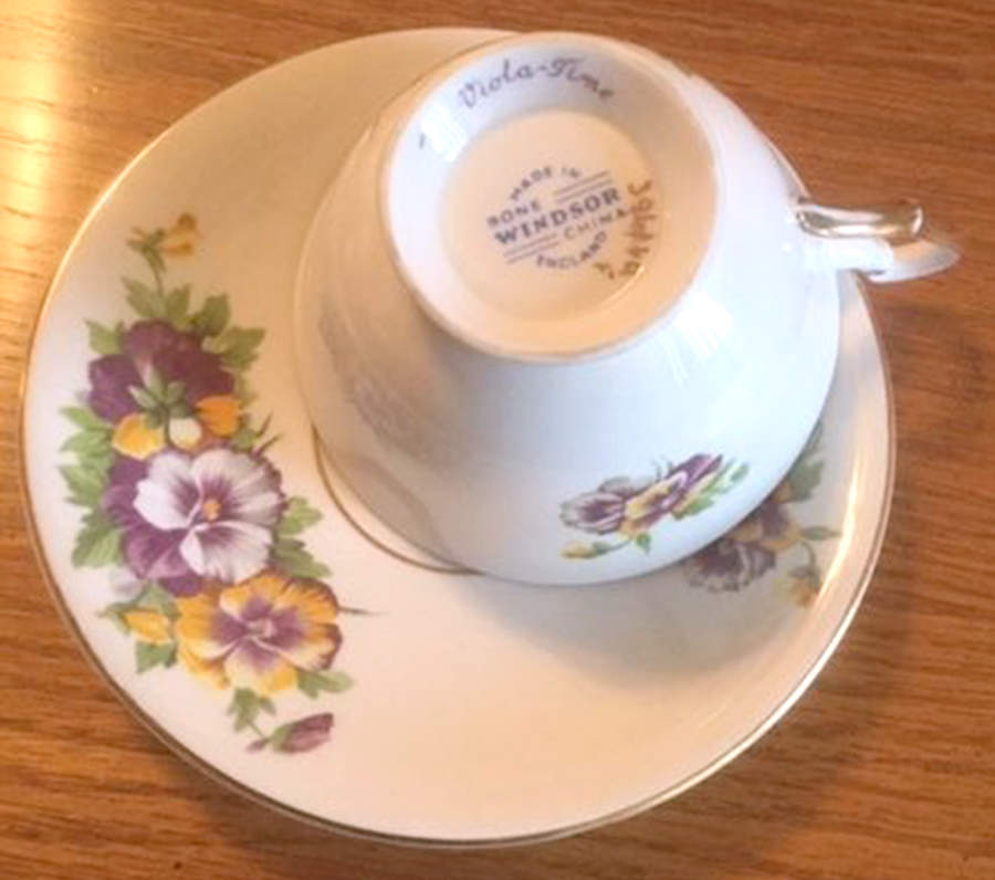 Viola Time Footed Cup & Saucer Set by Windsor (England)-1
