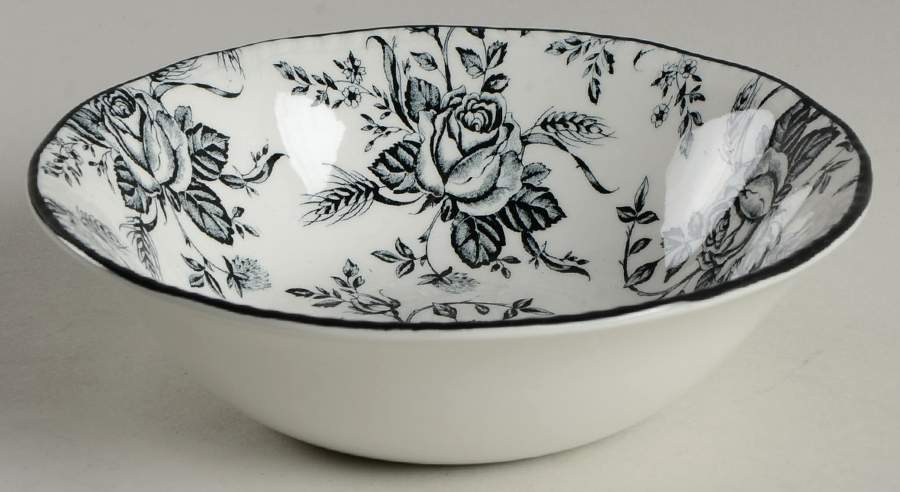 Colonial Rose Black and White Coupe Cereal Bowl by Wood & Sons-1