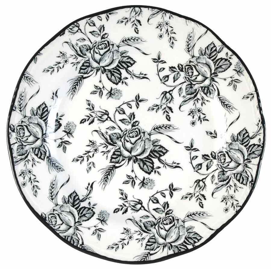 Colonial Rose Black and White Salad Plate by Wood & Sons-1