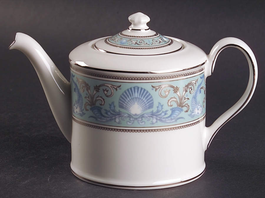 Dolphins Blue Asian Teapot & Lid by Wedgwood-1