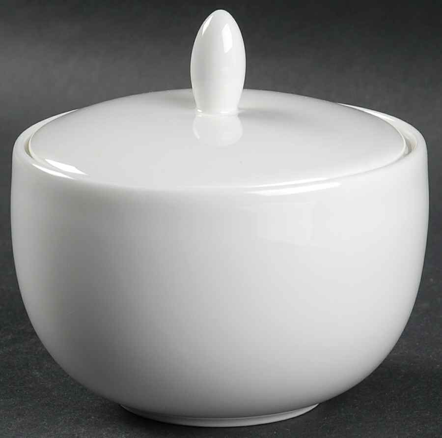 Plato White Sugar Bowl & Lid by Wedgwood-1