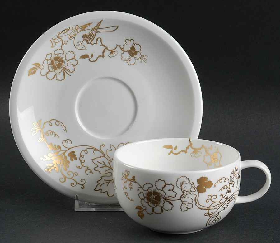 Plato Gold Flat Cup & Saucer Set by Wedgwood-1
