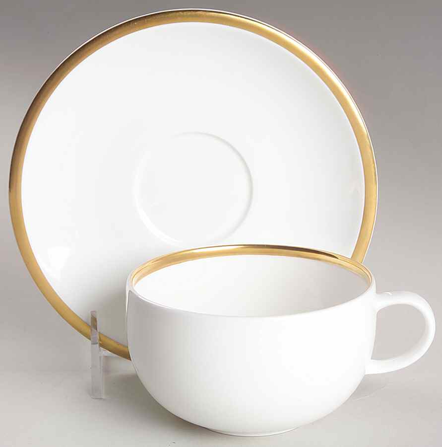 Plato Gold Flat Cup & Saucer Set by Wedgwood-1