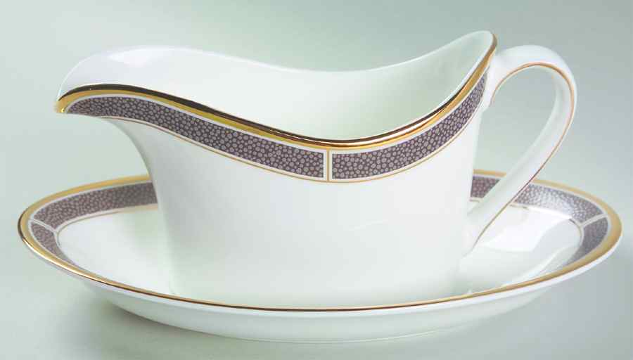 Shagreen Cocoa Gravy Boat & Underplate by Wedgwood-1