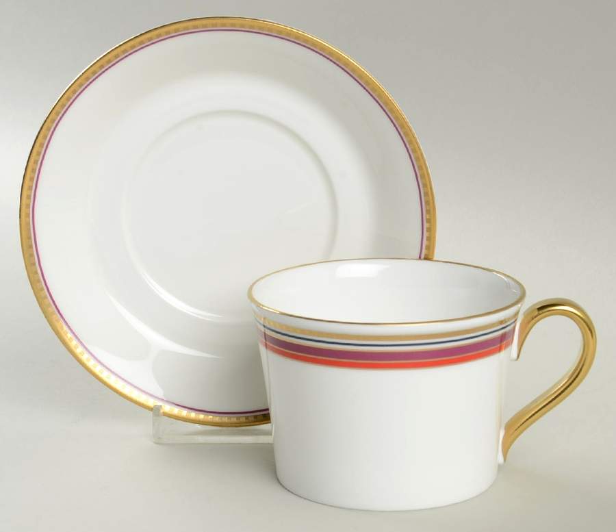 David Scarlet Flat Cup & Saucer Set by Waterford China-1
