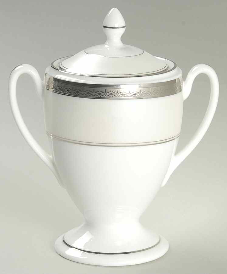 Araglin Platinum Sugar Bowl & Lid by Waterford China-1