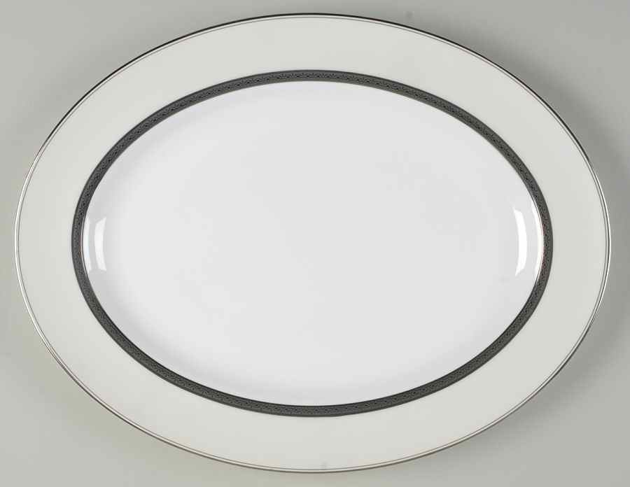 Araglin Platinum 15" Oval Serving Platter by Waterford China-1