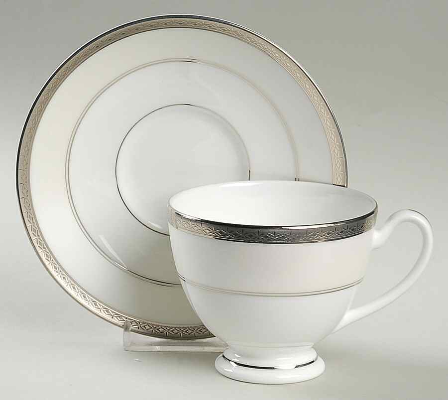 Araglin Platinum Footed Cup & Saucer Set by Waterford China-1
