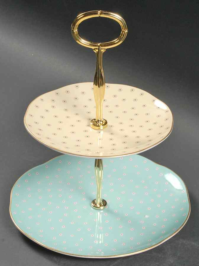 Harlequin Collection 2 Tiered Serving Tray (Tea & Dessert Plate) by Wedgwood-1