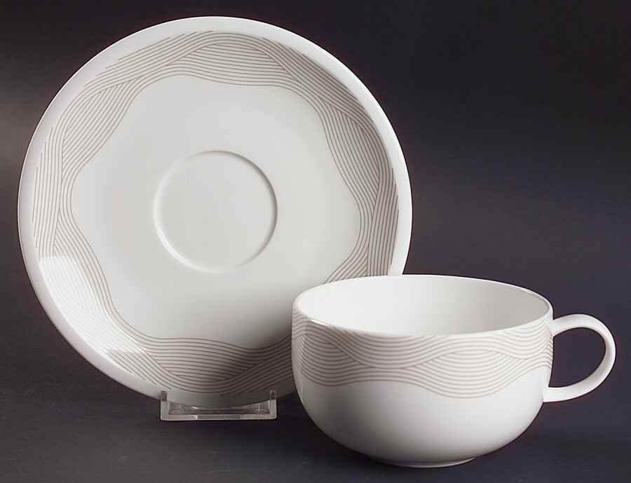 Waves Flat Cup & Saucer Set by Wedgwood-1