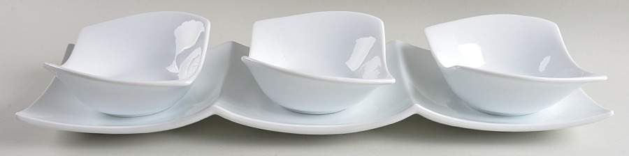Emeril Desert Dunes Dip Bowl Set-3 Bowls w/Tray by Wedgwood-1