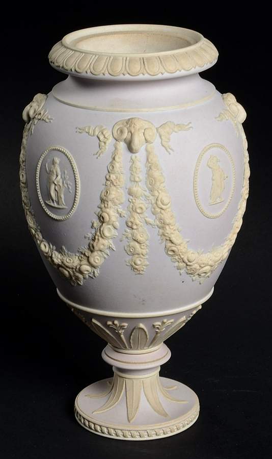 Cream Color on Light Taupe Jasperware 6" Vase by Wedgwood-1