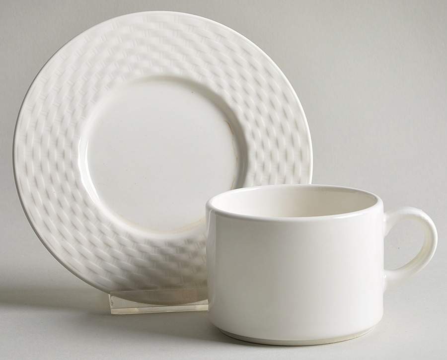Basket Weave Flat Cup & Saucer Set by Williams-Sonoma-1