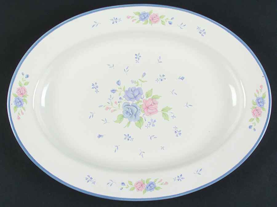 Blue Ashley 14" Oval Serving Platter by Windsor & Browne-1