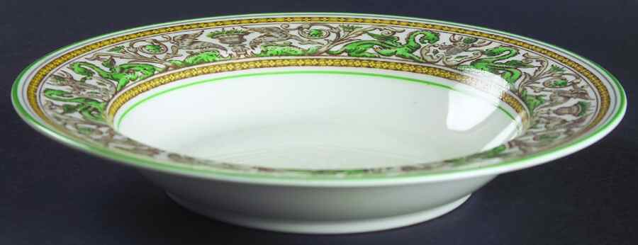Florentine Green (Green, Yellow Bands) Rim Soup Bowl by Wedgwood-1