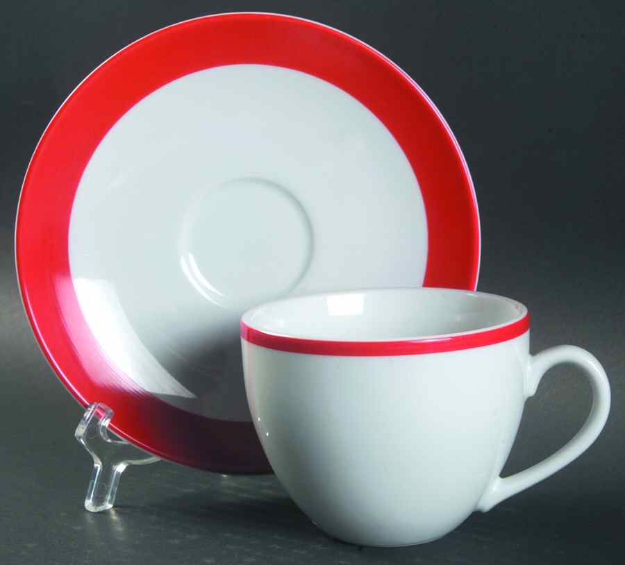 Brasserie Red Flat Cup & Saucer Set by Williams-Sonoma-1