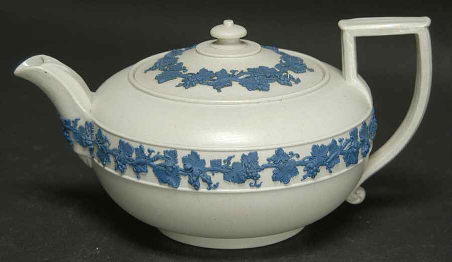 Wedgwood Blue on Cream Color Jasperware Teapot & Lid by Wedgwood-1