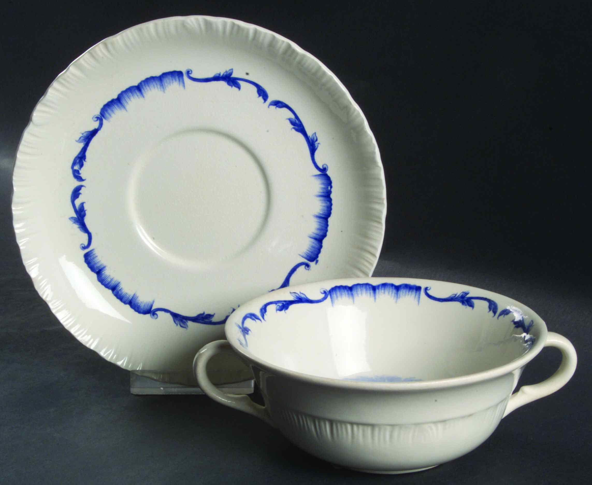 Salvator Blue Flat Cream Soup Bowl & Saucer Set by Wedgwood-1