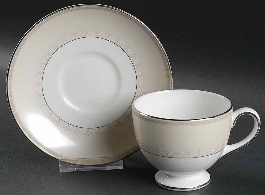 Knightsbridge Leigh Shape Footed Cup & Saucer Set by Wedgwood-1