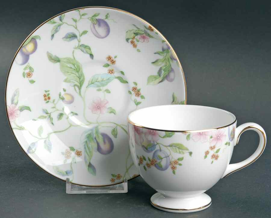 Sweet Plum Leigh Shape Footed Cup & Saucer Set by Wedgwood-1
