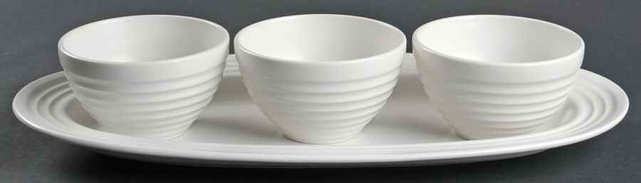 Emeril Chef's White Dip Bowl Set-3 Bowls w/Tray by Wedgwood-1