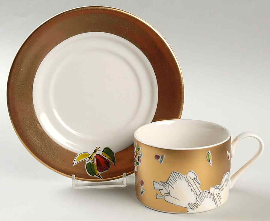 Golden Days of Christmas Flat Cup & Saucer Set by Westbury Court-1
