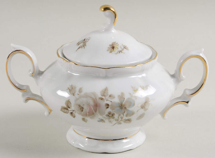 Dawn Rose (Gold Trim) Sugar Bowl & Lid by Winterling - Bavaria-1