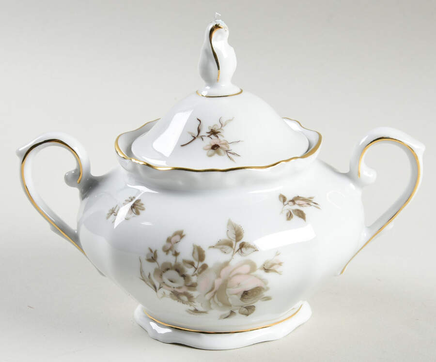 Dawn Rose (Gold Trim) Sugar Bowl & Lid by Winterling - Bavaria-1