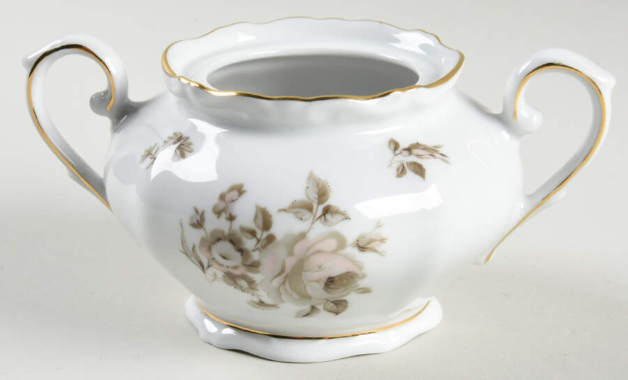 Dawn Rose (Gold Trim) Sugar Bowl No Lid by Winterling - Bavaria-1