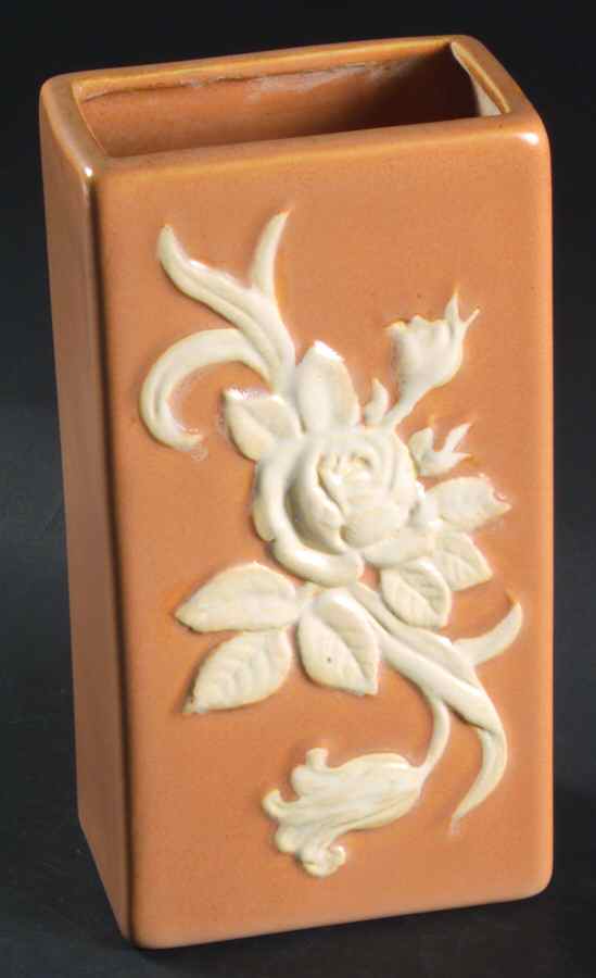 Cameo Brown 8" Square Vase by Weller-1